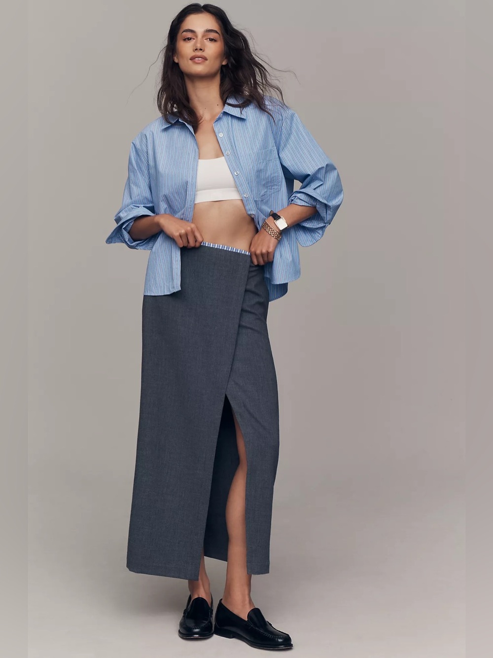 Maeve Wrap Pencil Midi Skirt